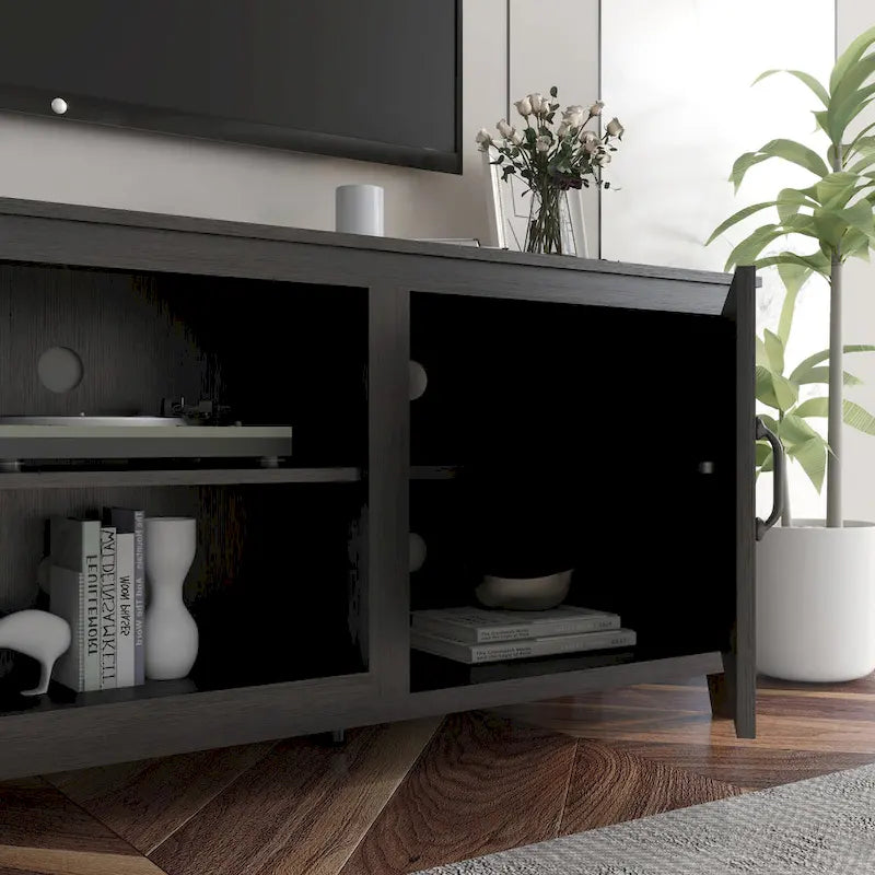Meuble TV industriel avec 2 armoires de rangement et 4 étagères de rangement
