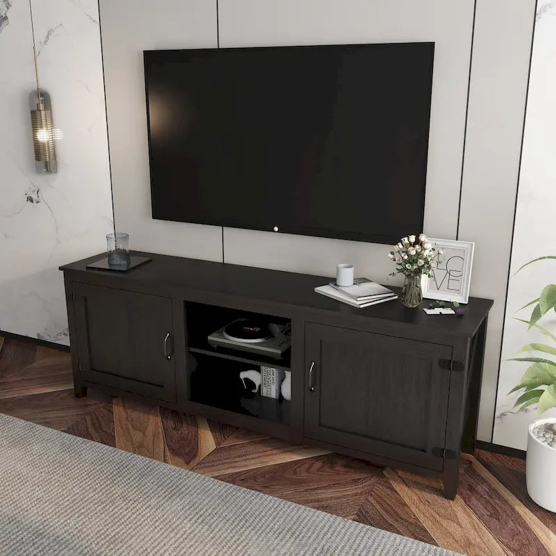 Meuble TV industriel avec 2 armoires de rangement et 4 étagères de rangement