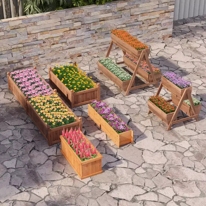 Jardinière surélevée rectangulaire en bois