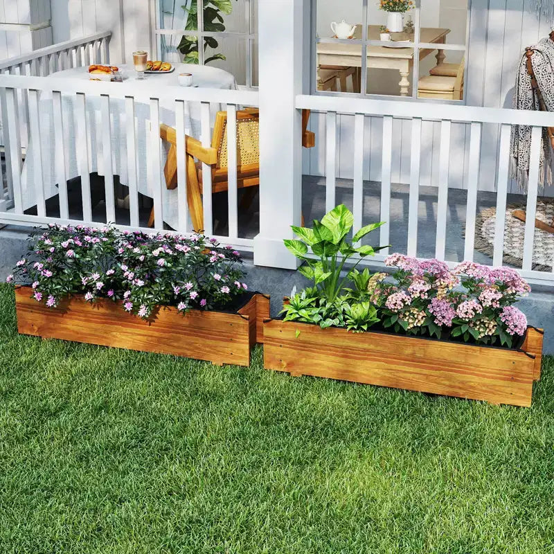 Jardinière surélevée rectangulaire en bois