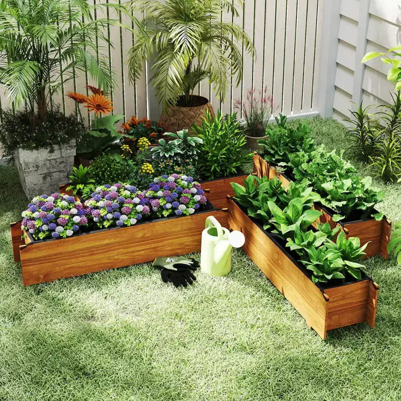 Jardinière surélevée rectangulaire en bois