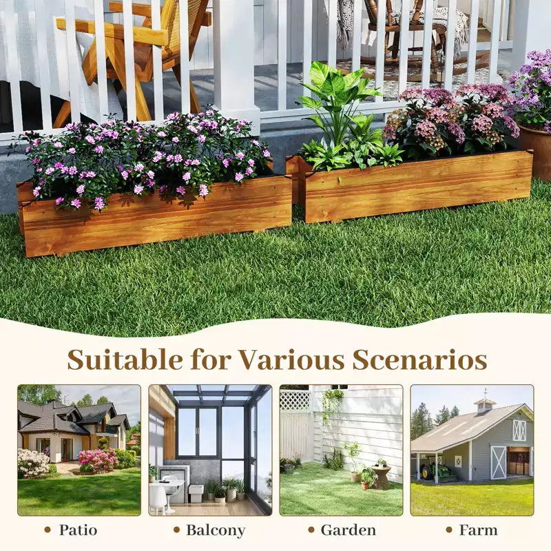 Jardinière surélevée rectangulaire en bois