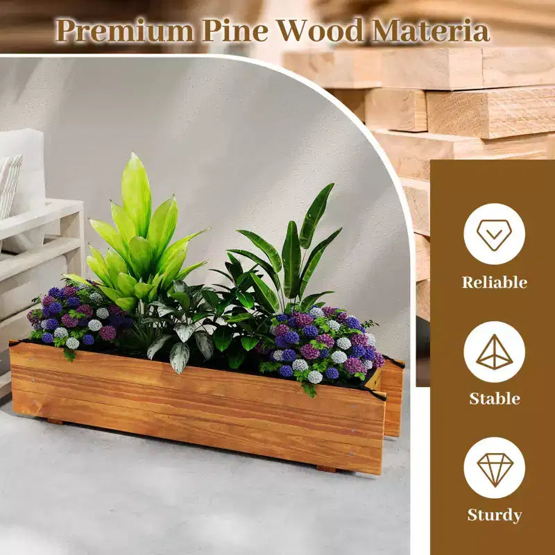 Jardinière surélevée rectangulaire en bois