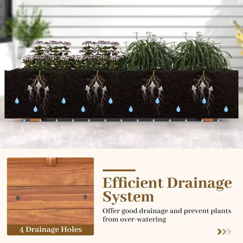 Jardinière surélevée rectangulaire en bois