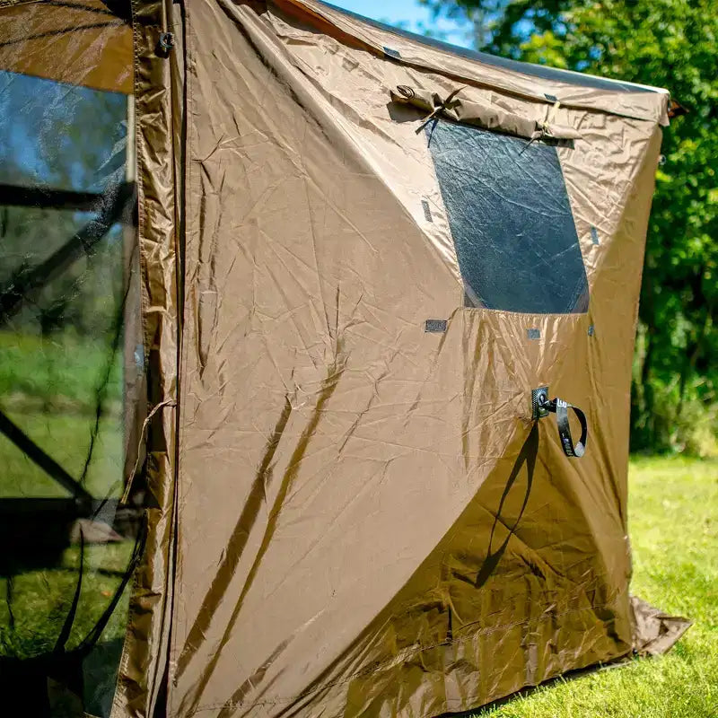 Tente abri-auvent avec parois latérales coupe-vent et pare-soleil, et sac de transport