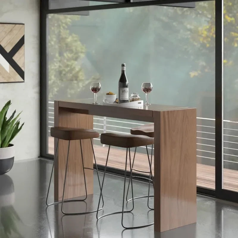 Table de bar de salle à manger en bois laqué