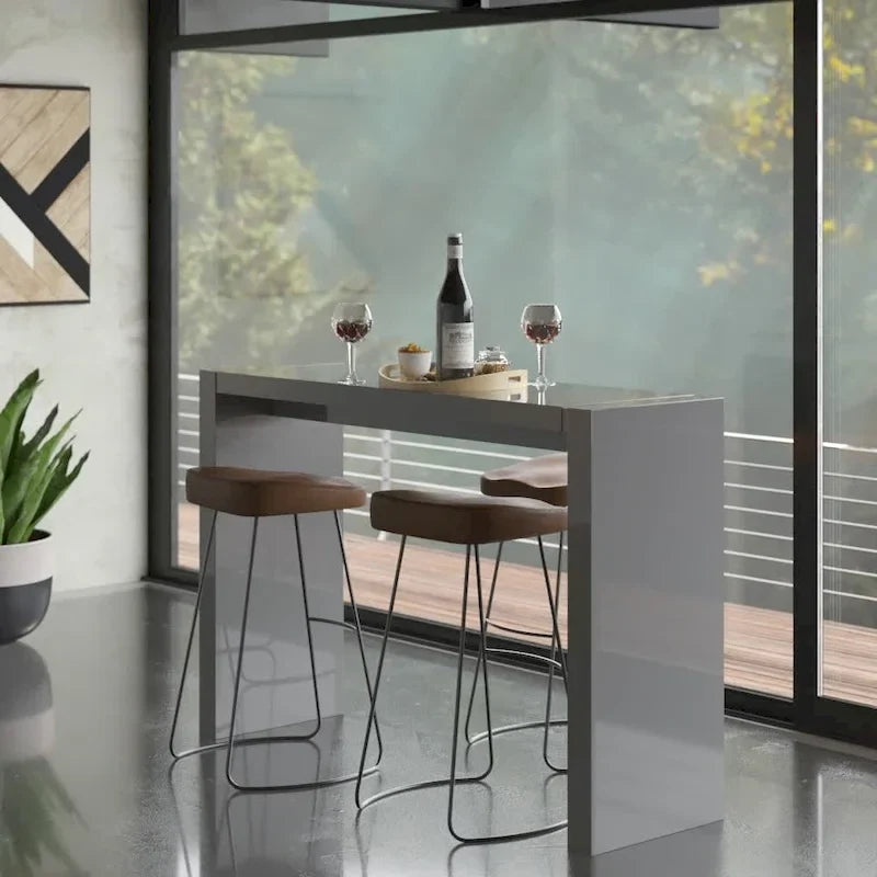 Table de bar de salle à manger en bois laqué