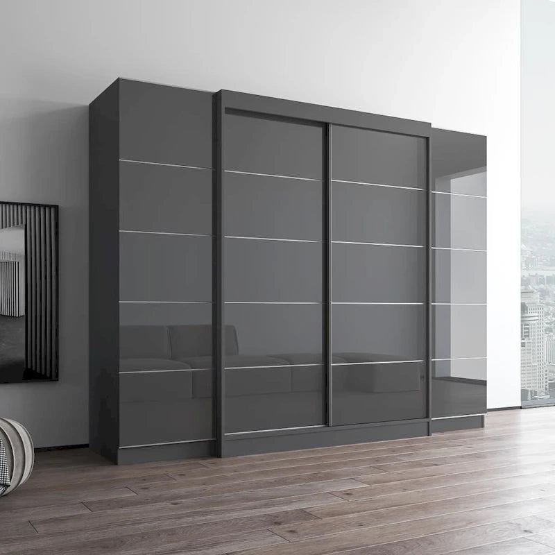 Armoire de rangement avec porte vitrée et finition mate