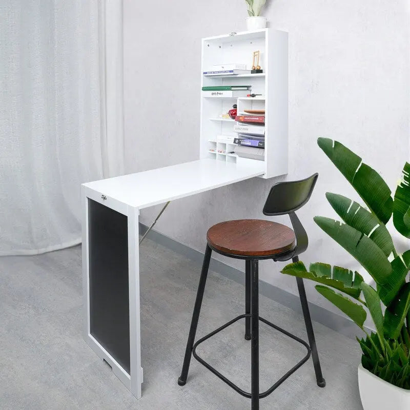 Meuble mural de bureau pliable avec tableau noir