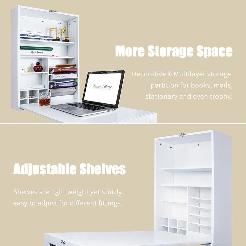 Meuble mural de bureau pliable avec tableau noir
