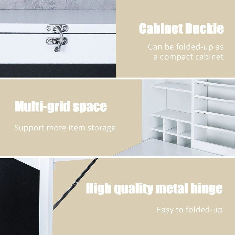 Meuble mural de bureau pliable avec tableau noir