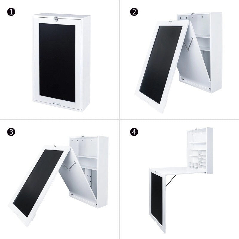 Meuble mural de bureau pliable avec tableau noir