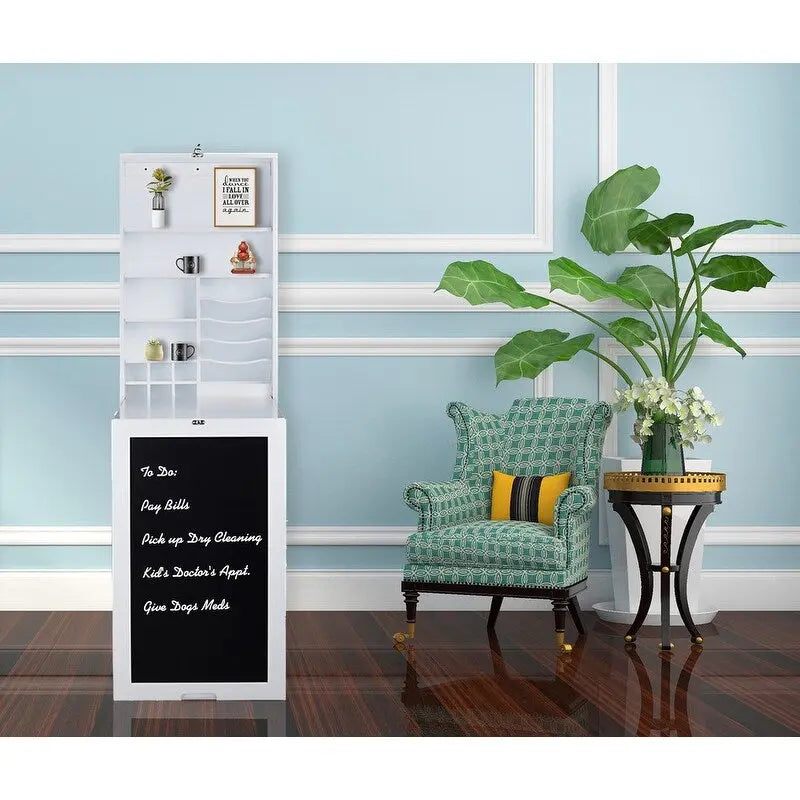 Meuble mural de bureau pliable avec tableau noir