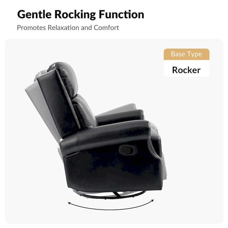 Fauteuil inclinable, pivotant et basculant manuel, traditionnel en cuir véritable