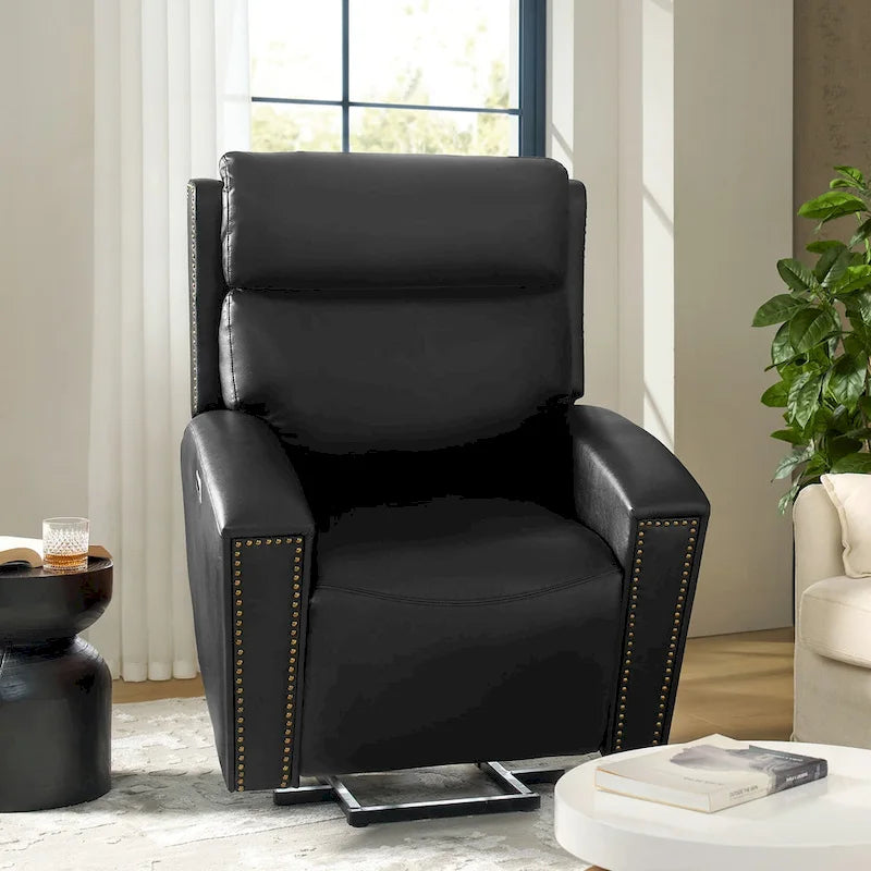 Fauteuil inclinable releveur avec fonctions massage et chauffage, port de chargement intégré