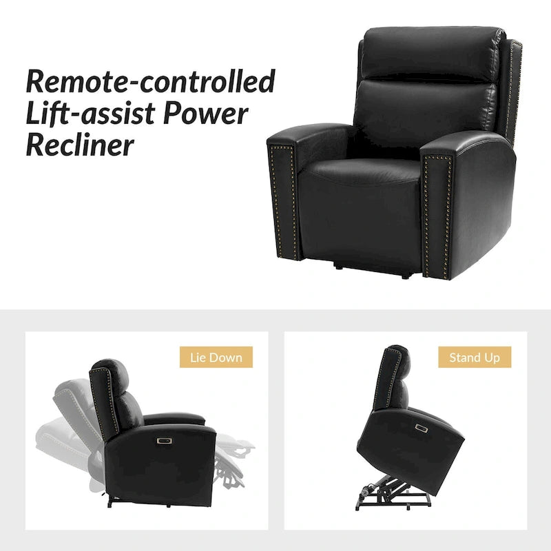 Fauteuil inclinable releveur avec fonctions massage et chauffage, port de chargement intégré