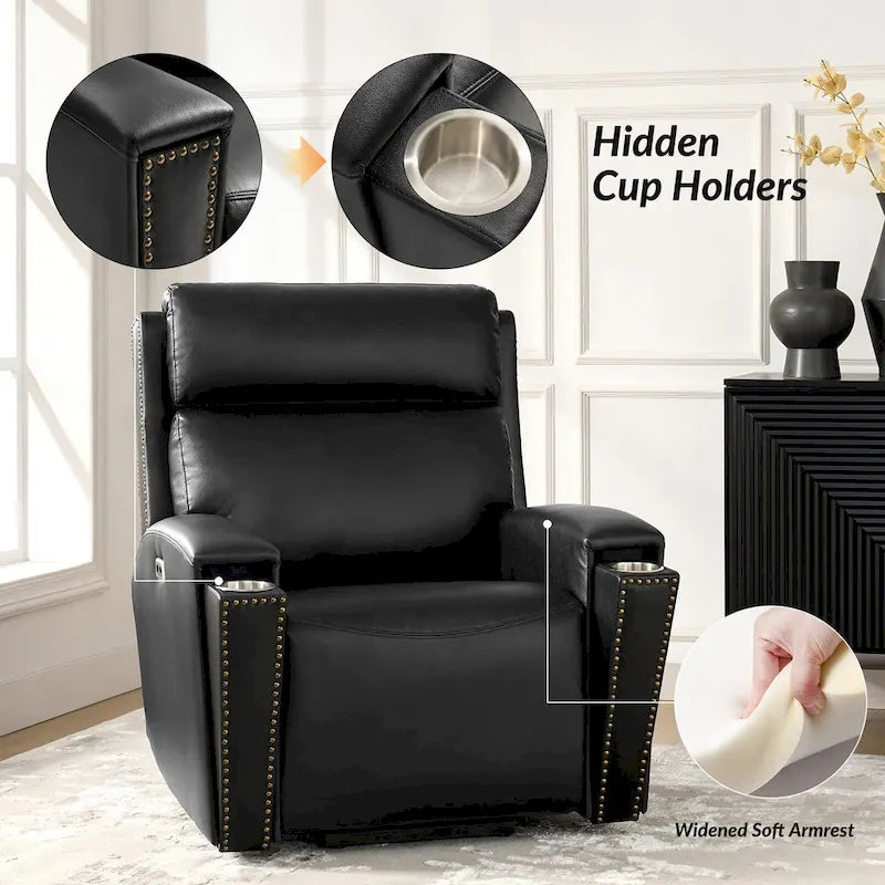 Fauteuil inclinable releveur avec fonctions massage et chauffage, port de chargement intégré