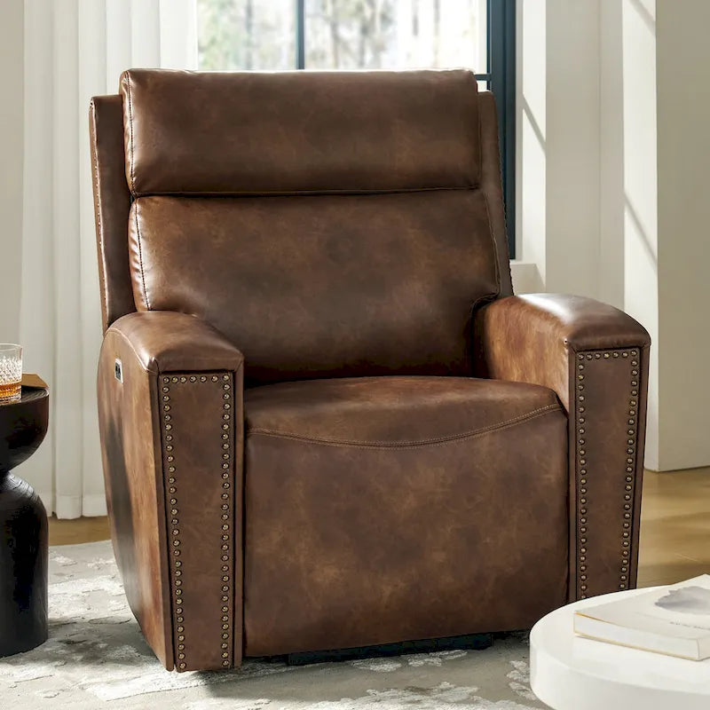 Fauteuil inclinable releveur avec fonctions massage et chauffage, port de chargement intégré