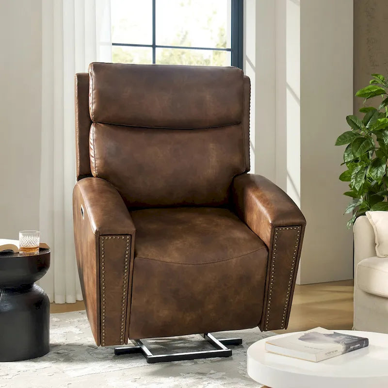 Fauteuil inclinable releveur avec fonctions massage et chauffage, port de chargement intégré