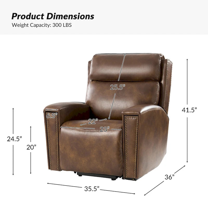Fauteuil inclinable releveur avec fonctions massage et chauffage, port de chargement intégré